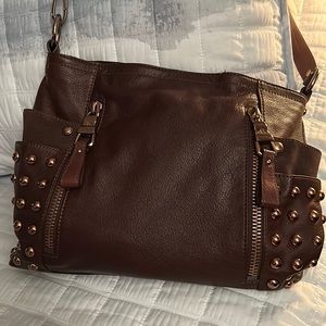 Dark Brown Bag with brass accents